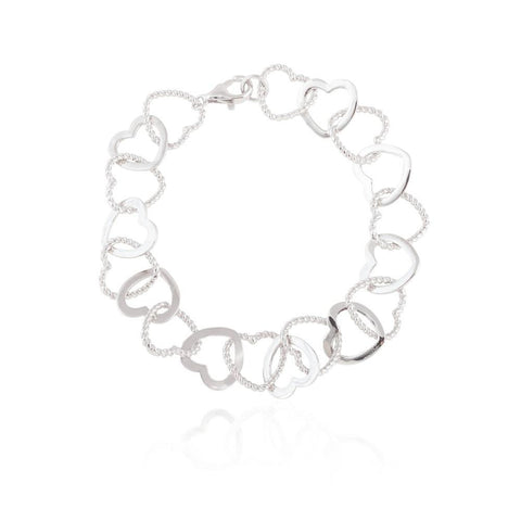 Sterling Silver Linked Hearts Bracelet