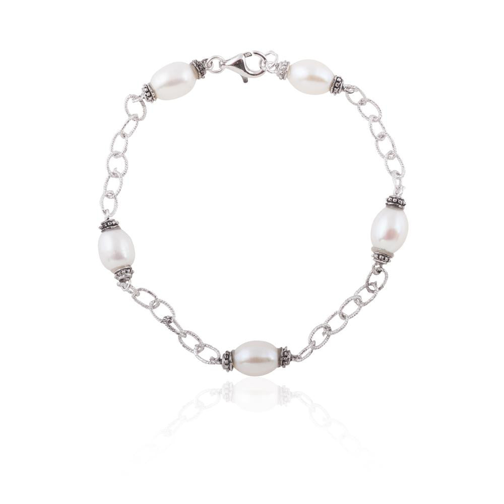 Sterling Silver Delicate Pearl Bracelet