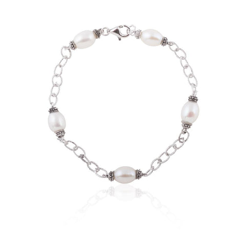 Sterling Silver Delicate Pearl Bracelet