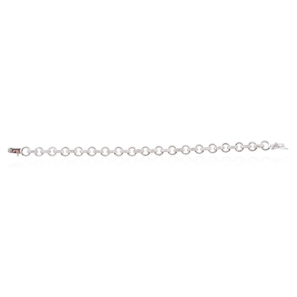 Sterling Silver CZ Link Chain Bracelet