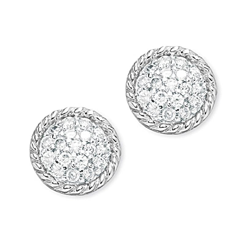 Sterling Silver Cubic Zirconia Cushion-Cut Twisted Stud Earrings