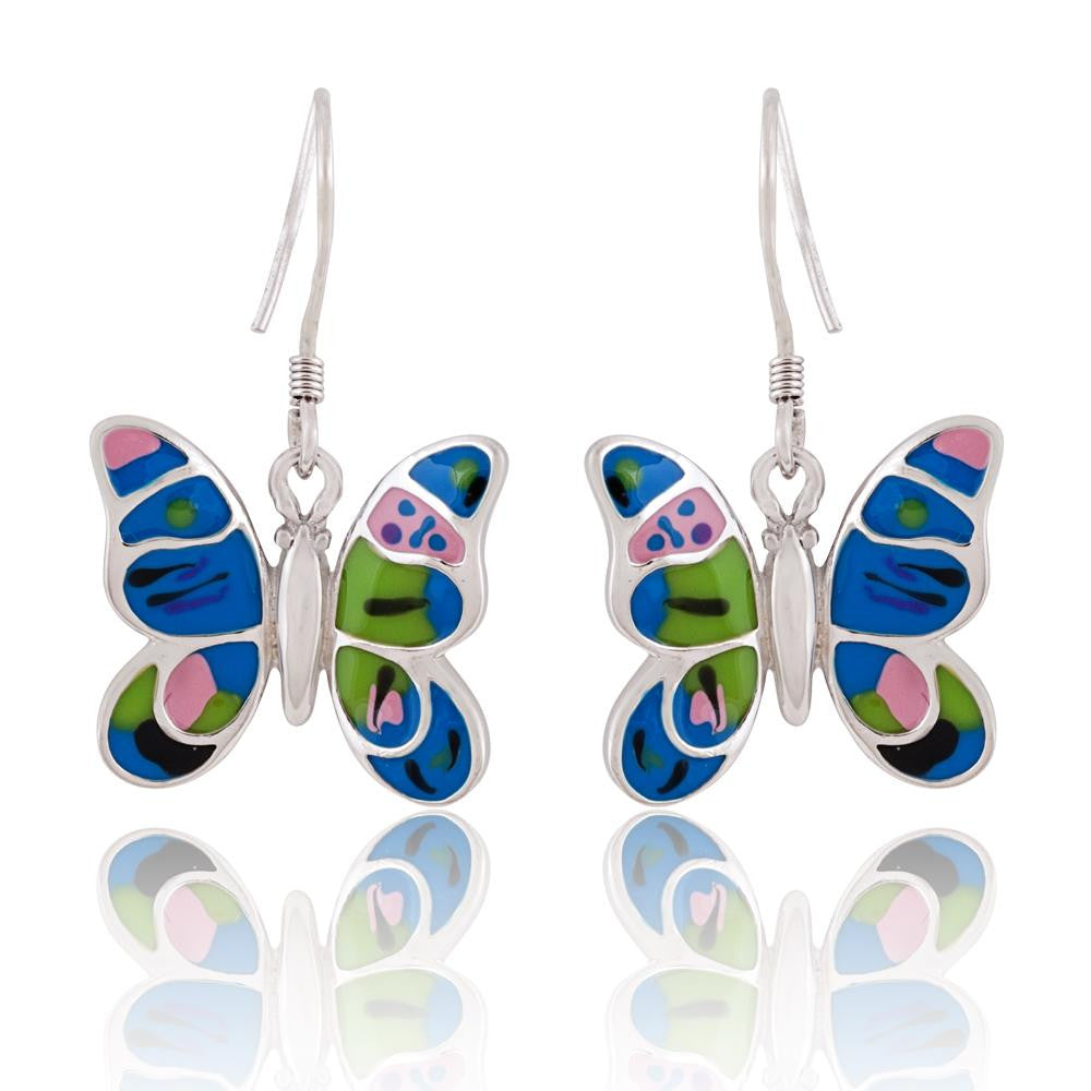 Sterling Silver Colorful Butterfly Earrings