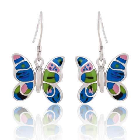 Sterling Silver Colorful Butterfly Earrings