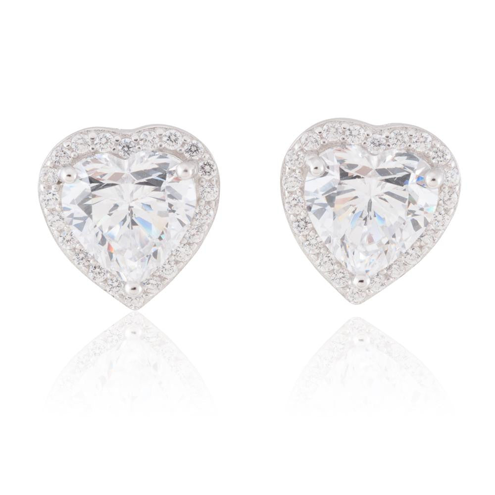 Sterling Silver CZ Heat Stud Earrings