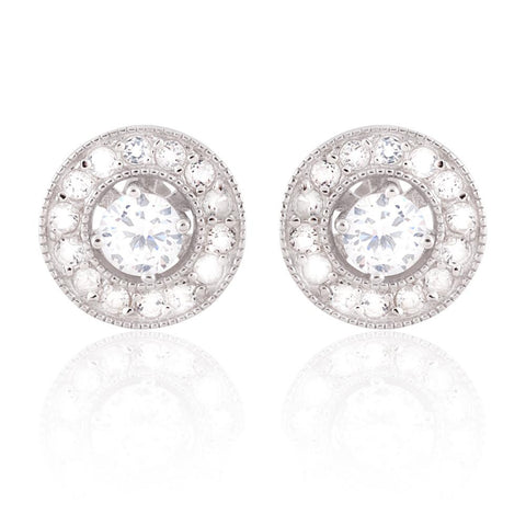 925 Sterling Silver Jacket Stud Earrings with CZ Stones