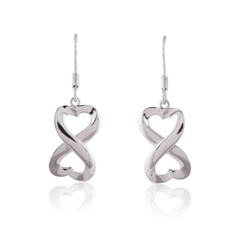 Sterling Silver Heart Shape Infinity Dangle Earrings