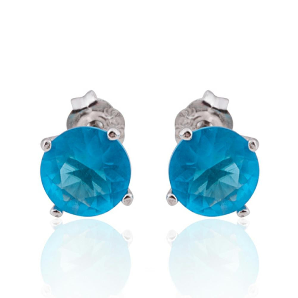 925 Sterling Silver 7mm Light Blue Cubic Zirconia Stud Earrings