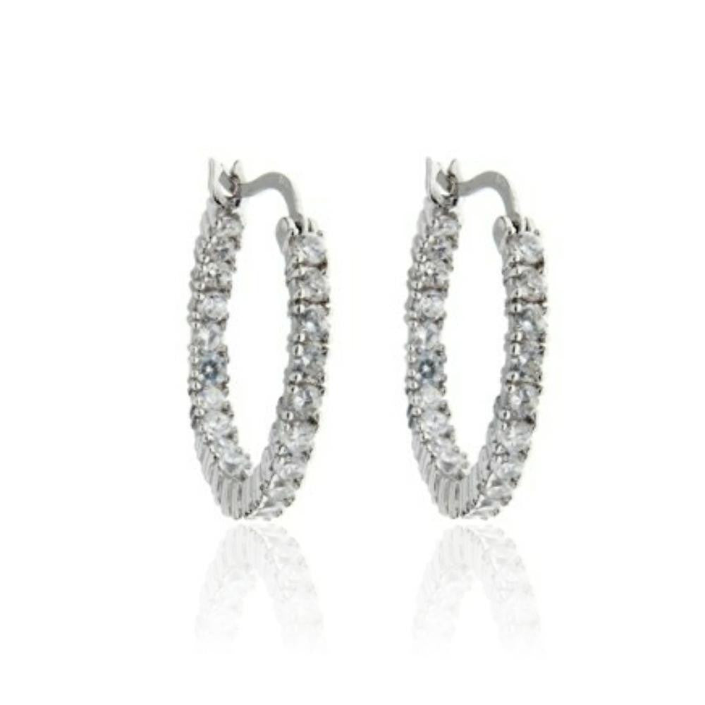 Sterling Silver Inside-Out Hoop Earrings with CZs