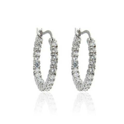 Sterling Silver Inside-Out Hoop Earrings with CZs