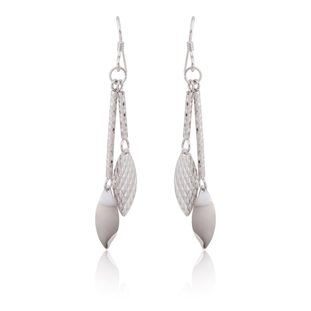 925 Sterling Silver Diamond Cut Double Strand Earrings