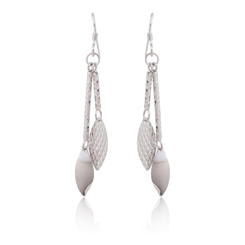 925 Sterling Silver Diamond Cut Double Strand Earrings