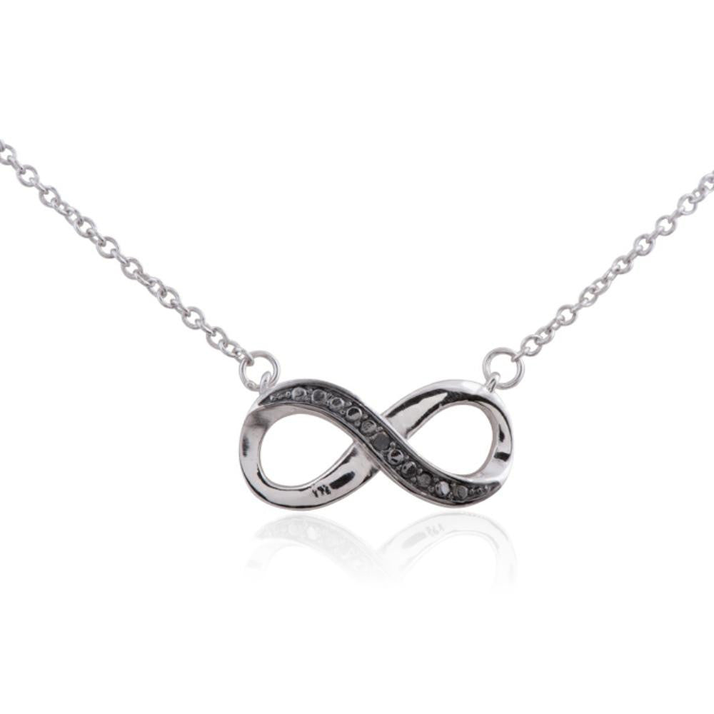 Two-tone Sterling Silver Rhodium Plated Diamond Accent Infinity Necklace, 18"