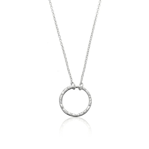 Sterling Silver Hammered Circle of Life Necklace