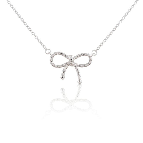 Sterling Silver 16 + 2" Extension Twisted Bow Necklace