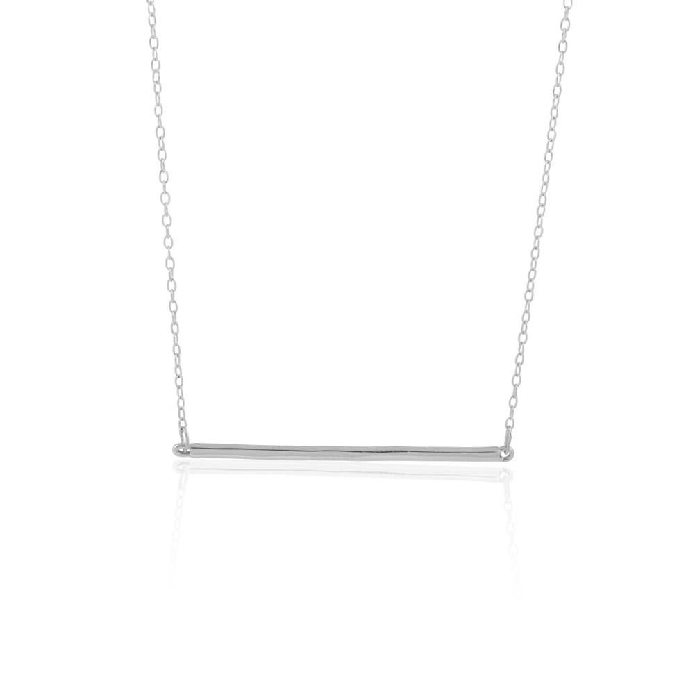 Sterling Silver 16" + 2" Extension Horizontal Bar Necklace