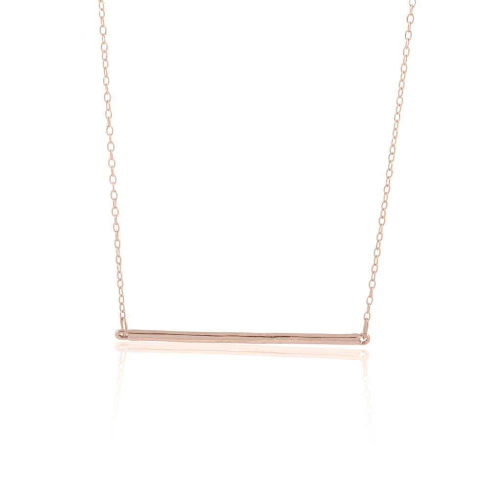 14k Rose Gold Sterling Silver 16" + 2" Extension Horizontal Bar Necklace