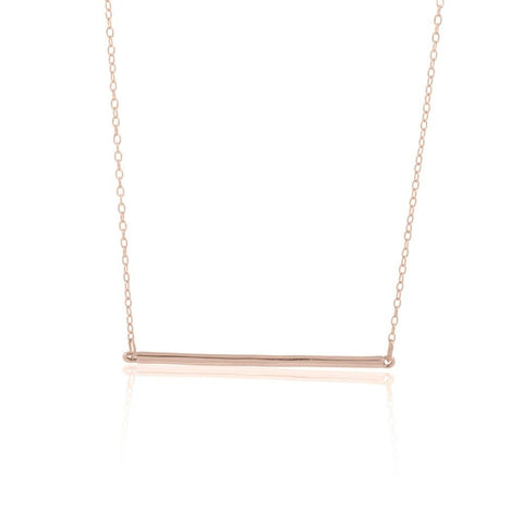 14k Rose Gold Sterling Silver 16" + 2" Extension Horizontal Bar Necklace