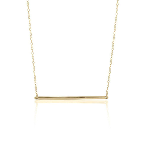 14k Gold Sterling Silver 16" + 2" Extension Horizontal Bar Necklace