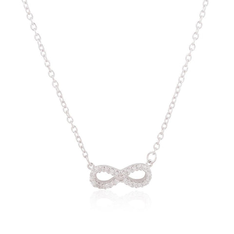 Sterling Silver 16 + 2" extension CZ Infinity Figure 8 Necklace