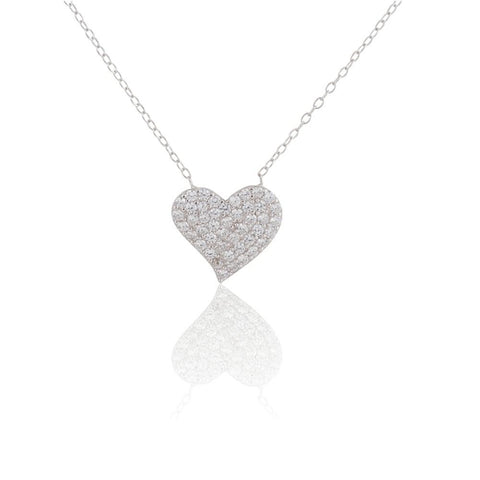 Sterling Silver CZ Heart Necklace