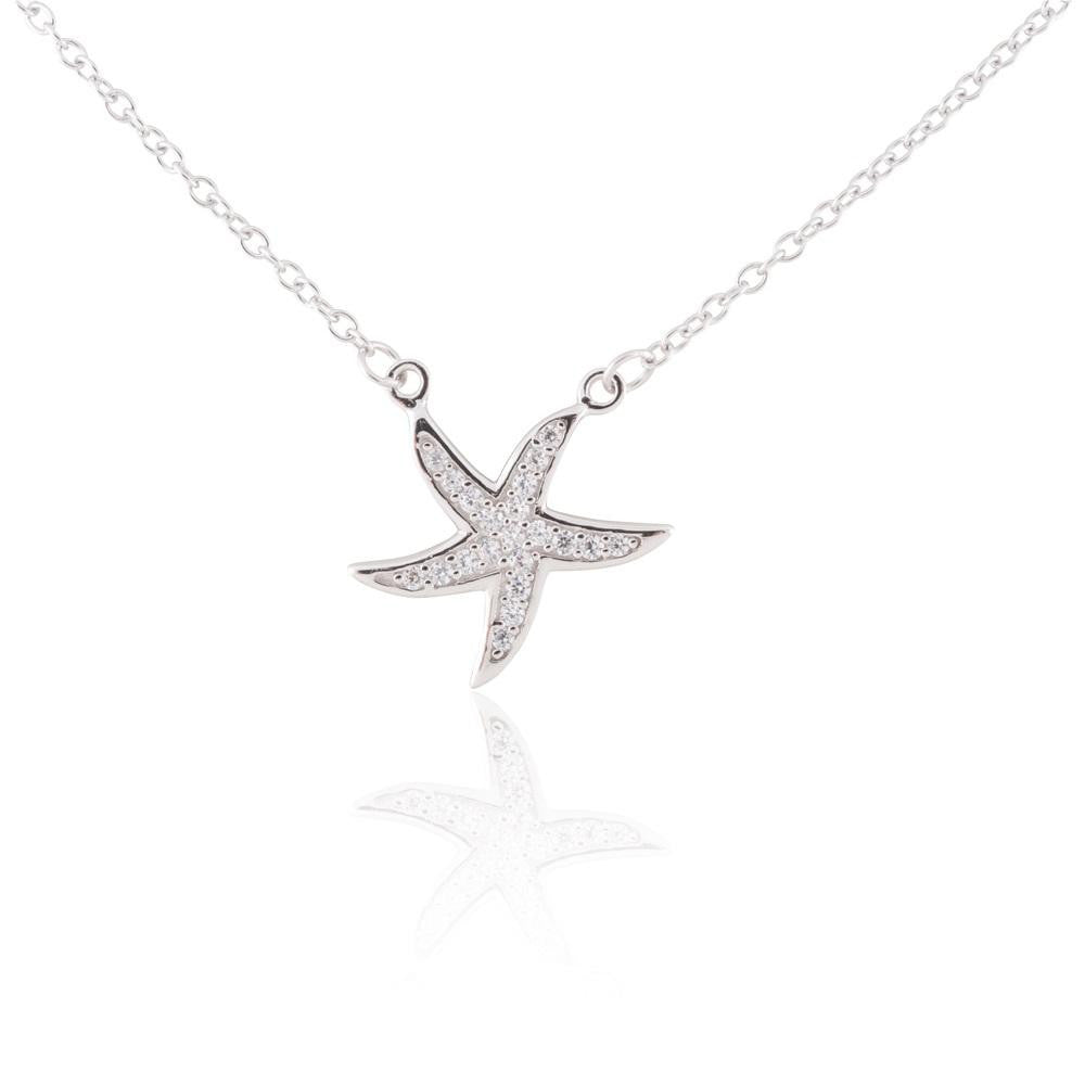 Sterling Silver CZ Starfish Necklace