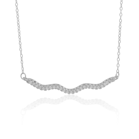 Sterling Silver Squiggle CZ Necklace