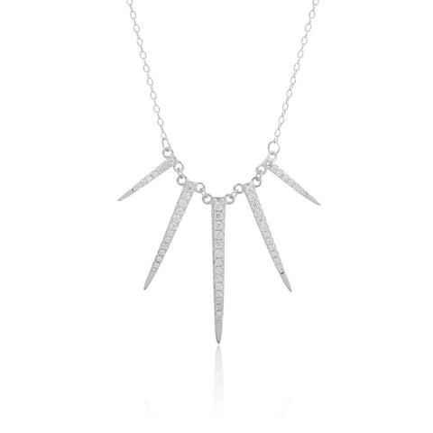 Sterling Silver Spike CZ Necklace