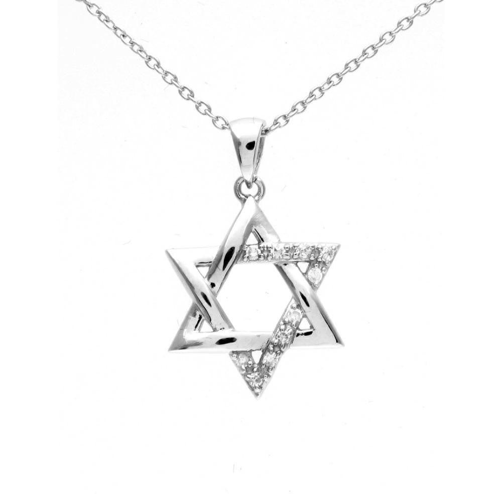 Sterling Silver Star of David CZ Necklace