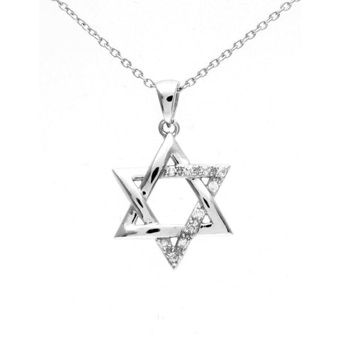 Sterling Silver Star of David CZ Necklace